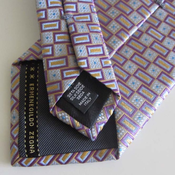 ERMENEGILDO ZEGNA geometric neck tie 100% silk - Picture 4 of 4